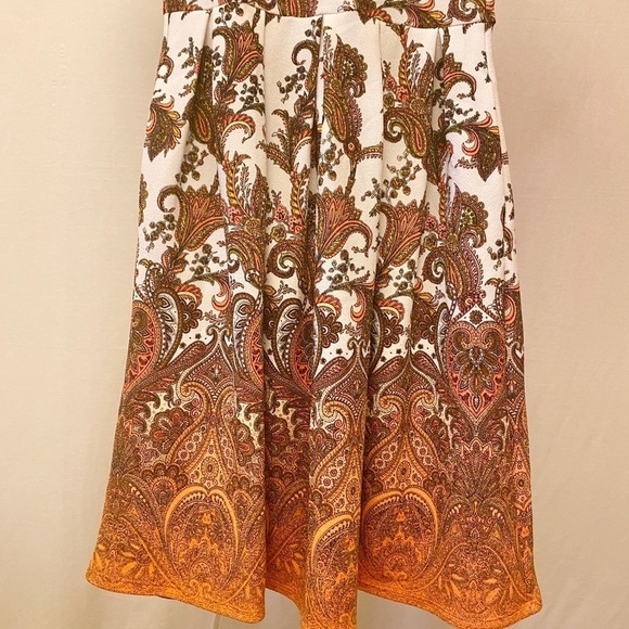 LULAROE Fit & Flare Dress, Paisley, Short Sleeve, Orange, Size Small, Stretch - Picture 4 of 6
